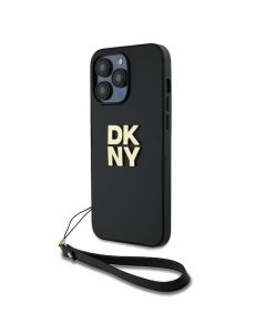 Etui DKNY do iPhone 14 Pro 6.1" czarny/black hardcase Wrist Strap Stock Logo