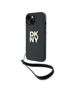 Etui DKNY do iPhone 14 / 15 / 13 6.1" czarny/black hardcase Wrist Strap Stock Logo