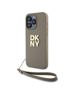 Etui DKNY do iPhone 15 Pro 6.1" beżowy/beige hardcase Wrist Strap Stock Logo