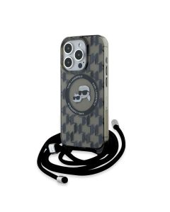 Etui Karl Lagerfeld do iPhone 15 Pro 6.1" czarny/black hardcase IML Crossbody Monogram Karl & Choupette Head MagSafe