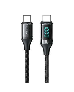 USAMS Kabel pleciony U78 USB-C/USB-C 1.2m 100W Fast Charging czarny