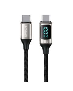 USAMS Kabel pleciony U78 USB-C/USB-C 1.2m 100W Fast Charging biały