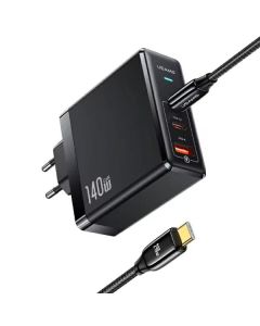 USAMS Ład. siec. 2xUSB-C+1xUSB T52 PD140W PD Fast Charging US-CC168 + kabel U82 USB-C/USB-C US-SJ581 240W czarny/black UM Series UMXLOGTC01