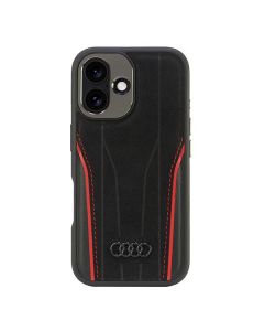 Audi Genuine Leather MagSafe iPhone 16 6.1" czarno-czerwony/black-red hardcase AU-TPUPCMIP16-R8/D3-RD