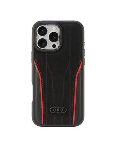 Audi Genuine Leather MagSafe iPhone 16 Pro Max 6.9" czarno-czerwony/black-red hardcase AU-TPUPCMIP16PM-R8/D3-RD