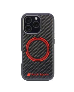 Audi Carbon Fiber Sport Red Circle MagSafe iPhone 16 Pro 6.3" czarny/black hardcase AUS-TPUPCMIP16P-RSQ/D5-BK