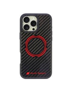 Audi Carbon Fiber Sport Red Circle MagSafe iPhone 16 Pro Max 6.9" czarny/black hardcase AUS-TPUPCMIP16PM-RSQ/D5-BK