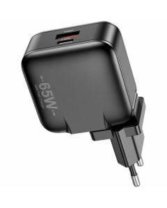 AWEI ład. siec. PD55-EU 65W USB + USB-C czarna/black GaN