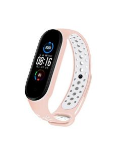 Beline pasek Design Mi Band 7/6/5 różowo-biały /pink-white