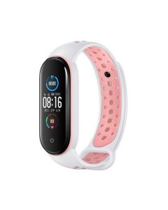 Beline pasek Design Mi Band 7/6/5 biało-różowy /white-pink