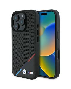 BMW BMHMP16L23PUPDK iPhone 16 Pro 6.3" czarny/black hardcase M Perforated Tricolor Line MagSafe