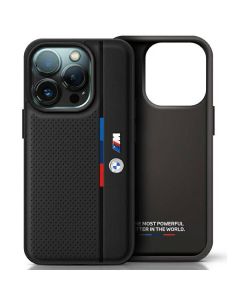 BMW BMHCP16S23PUPVK iPhone 16 6.1" czarny/black hardcase M Perforated Tricolor Detail Line