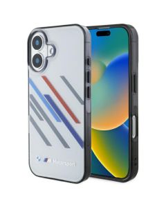 BMW BMHCP16S23HTRAG iPhone 16 6.1" szary/grey hardcase Motosport IML Random Stripes