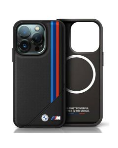 BMW BMHMP16L23PUTRK iPhone 16 Pro 6.3" czarny/black hardcase M Meshed Tricolor Stripes MagSafe