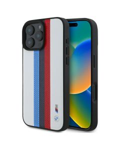 BMW BMHMP16X23PUPTH iPhone 16 Pro Max  6.9" biały/white hardcase M Perf. Tricolor Printed Stripes MagSafe