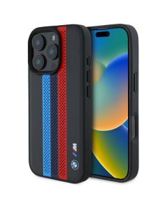 BMW BMHMP16X23PUPTK iPhone 16 Pro Max  6.9" czarny/black hardcase M Perf. Tricolor Printed Stripes MagSafe