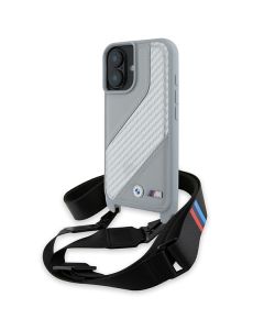 BMW BMHCP16S23PSCCG iPhone 16 6.1"  szary/grey hardcase M Edition Carbon Stripe & Strap