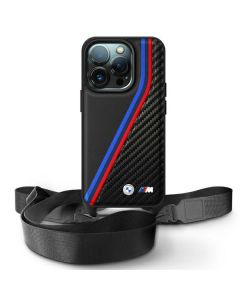 BMW BMHCP16L23PSVTK iPhone 16 Pro 6.3"  czarny/black hardcase M Edition Carbon Tricolor Lines & Strap