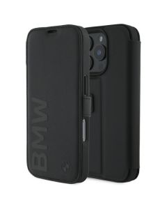 BMW BMBKP16X23RMRLK iPhone 16 Pro Max  6.9" czarny/black bookcase Signature Leather Wordmark