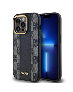 DKNY DKHMP13XPCPVSLK iPhone 13 Pro Max 6.7" czarny/black hardcase Leather Checkered Mono Pattern MagSafe