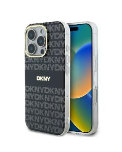 DKNY DKHMP16LHRHSEK iPhone 16 Pro 6.3" czarny/black hardcase Repeat Texture Pattern With Stripe