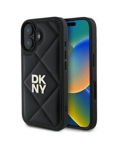 DKNY DKHCP16SPQDSLK iPhone 16 6.1" czarny/black Quilted Stack Logo