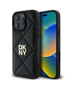 DKNY DKHCP16LPQDSLK iPhone 16 Pro 6.3" czarny/black Quilted Stack Logo