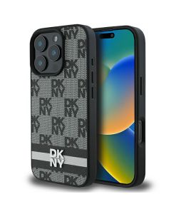 DKNY DKHCP16LPCPTSSK iPhone 16 Pro 6.3"  czarny/black hardcase Checkered Pattern & Printed Stripes