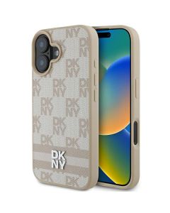 DKNY DKHCP16SPCPTSSP iPhone 16 6.1" różowy/pink hardcase Checkered Pattern & Printed Stripes