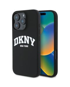 DKNY DKHMP16LSNYACH iPhone 16 Pro 6.3" czarny/black hardcase Silicone White Printed Logo MagSafe