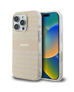 DKNY DKHMP16LHRHSEP iPhone 16 Pro 6.3" różowy/pink hardcase Repeat texture patern & Stripe MagSafe