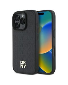 DKNY DKHMP16LPSHRPSK iPhone 16 Pro 6.3"  hardcase czarny/black Repeat Pattern Stack Logo MagSafe