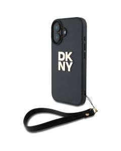 DKNY DKHCP16SPBSWSK iPhone 16 6.1"  czarny/black hardcase Wrist Strap Stock Logo