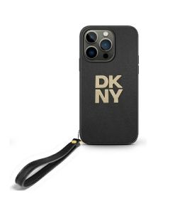 DKNY DKHCP16LPBSWSK iPhone 16 Pro 6.3"  czarny/black hardcase Wrist Strap Stock Logo