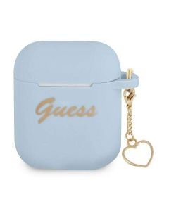 Etui Guess do AirPods cover niebieski/blue Silicone Charm Collection