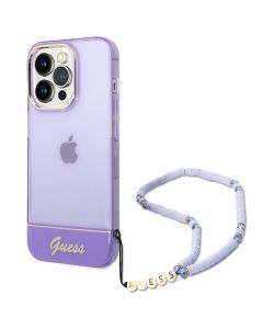 Etui Guess do iPhone 14 Pro 6,1" fioletowy/purple hardcase Translucent Pearl Strap