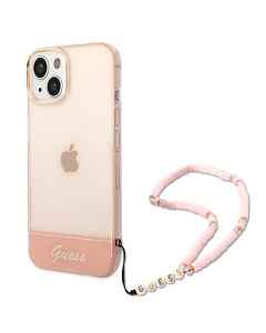 Etui Guess do iPhone 14 Plus 6,7" różowy/pink hardcase Translucent Pearl Strap