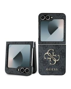 Guess GUHCZF64GMGGR Z Flip6 F741 czarny/black Leather 4G Metal Logo