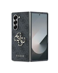 Guess GUHCZFD64GMGGR Z Fold6 F956 czarny/black Leather 4G Metal Logo