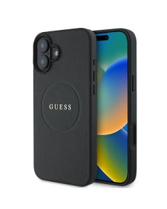 Guess GUHMP16MPGHSMMK iPhone 16 Plus 6.7" czarny/black hardcase Grained Ring MagSafe