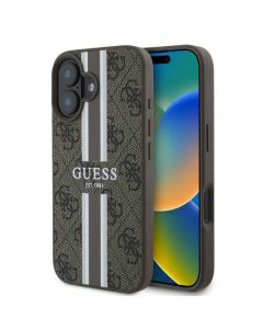 Guess GUHMP16SP4RPSW iPhone 16 6.1" brązowy/brown hardcase 4G Printed Stripes MagSafe