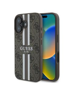 Guess GUHMP16MP4RPSW iPhone 16 Plus 6.7" brązowy/brown hardcase 4G Printed Stripes MagSafe