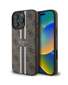 Guess GUHMP16XP4RPSW iPhone 16 Pro Max 6.9" brązowy/brown hardcase 4G Printed Stripes MagSafe