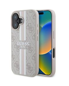 Guess GUHMP16SP4RPSP iPhone 16 6.1" różowy/pink hardcase 4G Printed Stripes MagSafe