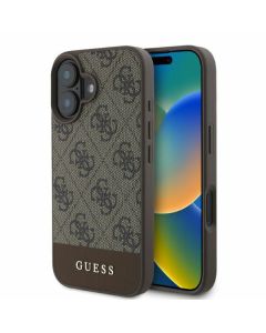 Guess GUHCP16SG4GLBR iPhone 16 6.1" brązowy/brown hardcase 4G Bottom Stripe