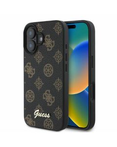 Guess GUHMP16SPGPYSK iPhone 16 6.1" czarny/black hardcase Peony Script MagSafe