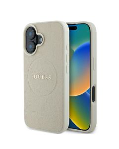 Guess GUHMP16SPGHSMME iPhone 16 6.1" beżowy/beige hardcase Grained Ring MagSafe