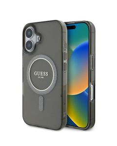 Guess GUHMP16SHFGEREK iPhone 16 6.1" czarny/black hardcase IML Glitter Circle MagSafe