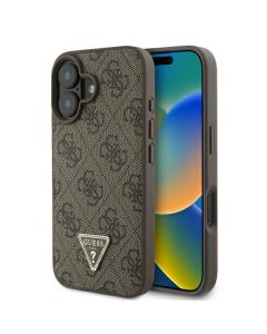 Guess GUHCP16MP4TDPW iPhone 16 Plus 6.7" brązowy/brown hardcase Leather 4G Triangle Strass