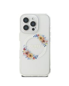 Guess GUHMP16XHFWFCT iPhone 16 Pro Max 6.9" przeźroczysty/transprent hardcase IML Flowers Wreath MagSafe